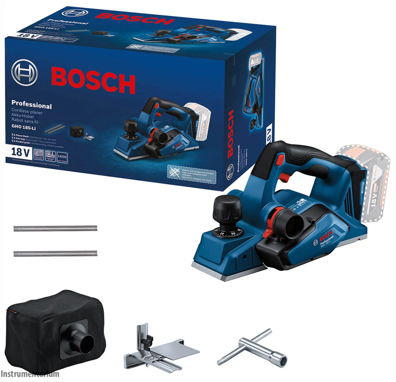 Потужний акумуляторний рубанок Bosch Professional GHO 185-LI : без АКБ, 14000 об/хв (06015B5021)