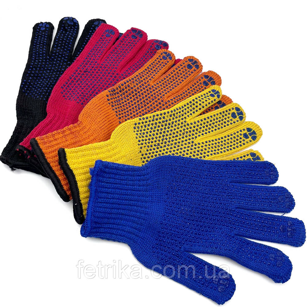 Робочі рукавички з ПВХ крапкою, мікс, фото 1