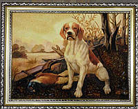 Картина из янтаря - панно Охотничий пёс ( Картина з бурштину - панно ) ПН-3