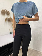 Лосини у дрібний рубчик на флісі з утепленням