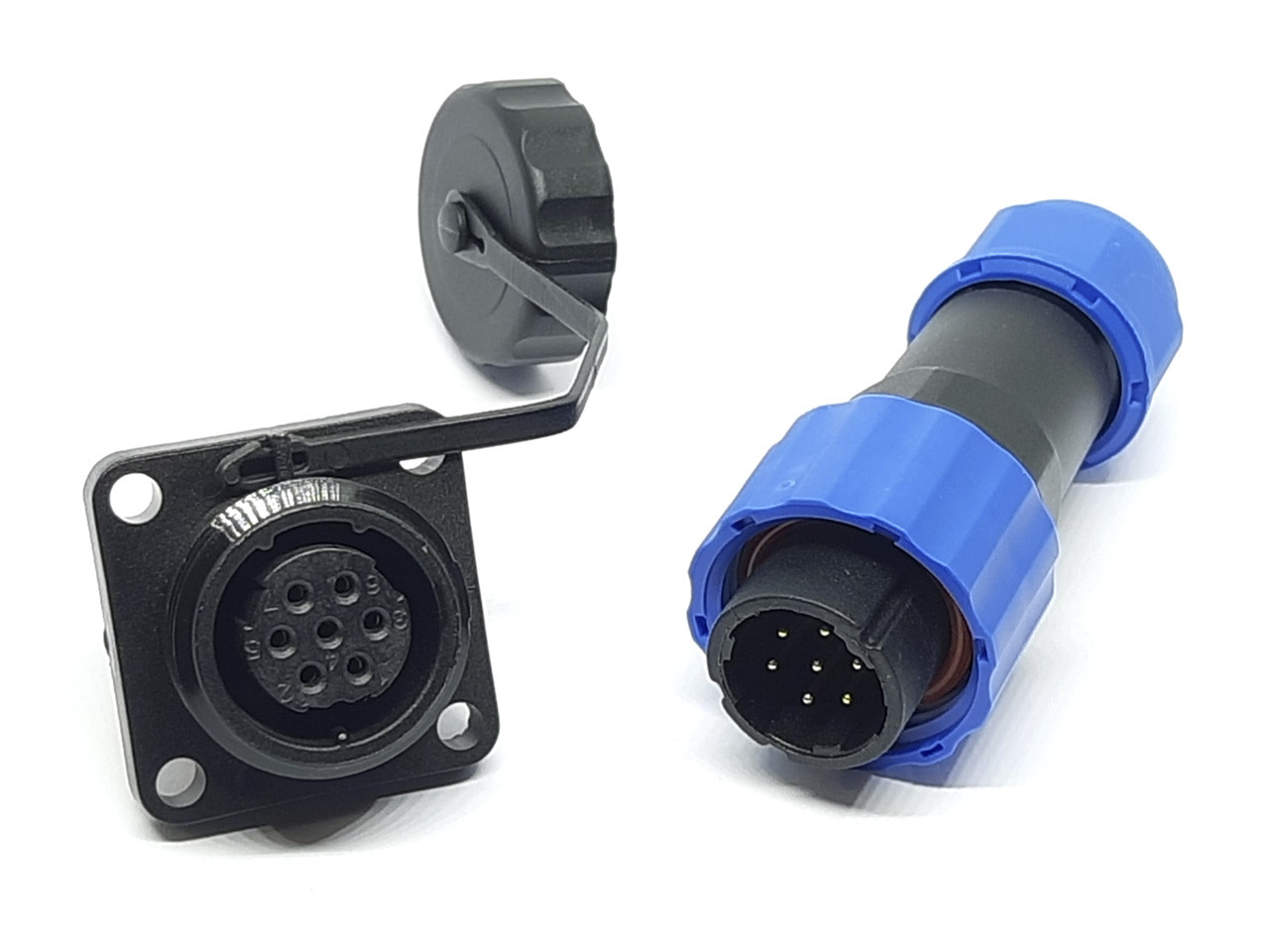 Роз'єм герметичний з квадратним фланцем SP16, 7 pin, IP68 комплект, фото 1