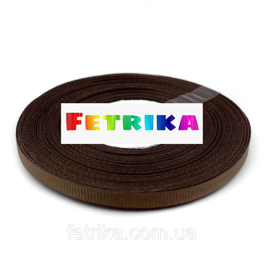 Репсова стрічка однотонна коричнева 0,6 см, фото 1