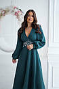 Жіноча зелена сукня міді з вишивкою, фото 6