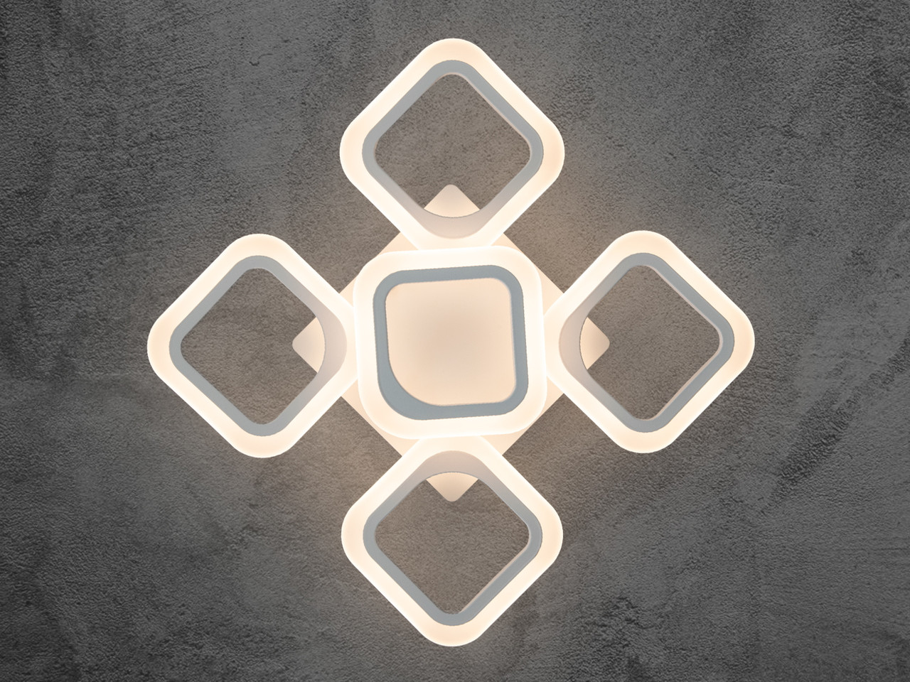 Стельова LED люстра в коридор із димером, колір білий, 50 W на 8 м2 AS8060-4+1WHDIM-LS