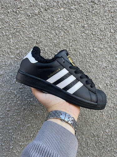 Женские Кеды Адидас Зимние Спортивные Меха Черные Кожаные Брендовые ...