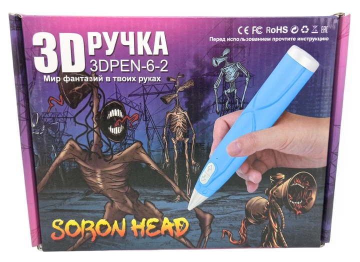 3Д ручка для малювання пластиком Сиреноголовий Soron Head 3D Pen-6-2 Kt, фото 1