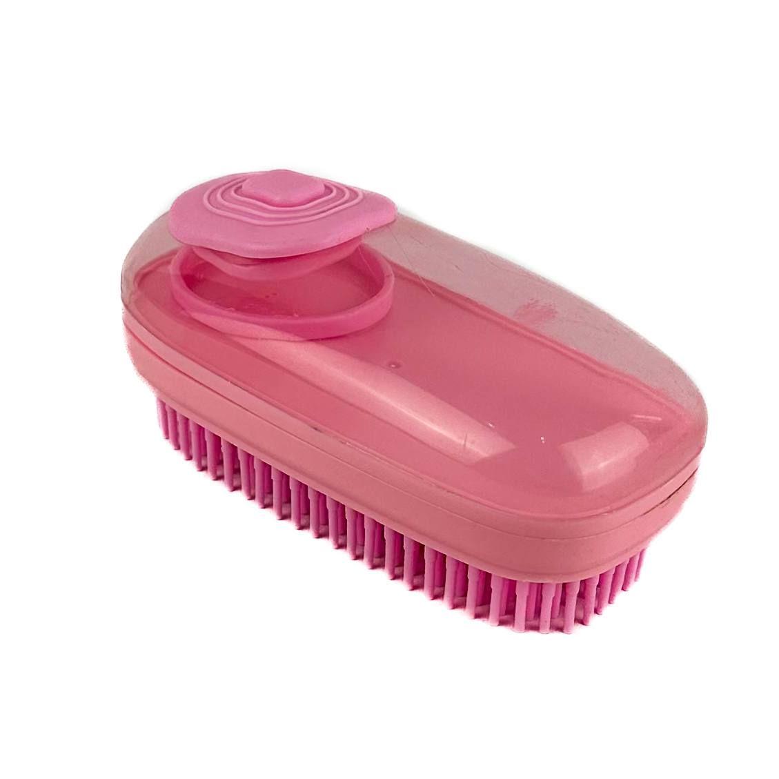 Щітка масажна для купання тварин з резервуаром для води рожевий, фото 1
