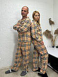 Стильні комплекти Family Look для нього та для неї бавовна на байці у клітинку, фото 2