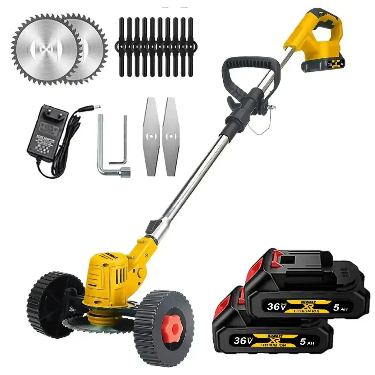 Акумуляторна газонокосарка Dewalt DCMST561N з колесами (36V, 5AH) для трави, акумуляторний тример Девольт