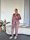 Комплект домашній ВЕЛЮРОВИЙ 3-ка S-3XL жакет, штани, майка ПУДРА ТУРЦІЯ PJ5545/3, фото 2