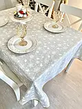 Скатертина Новорічна двостороння водовідштовхуюча 140х140 см., золотий люрекс, фото 2