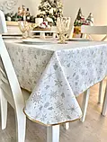 Скатертина Новорічна двостороння водовідштовхуюча 140х140 см., золотий люрекс, фото 3