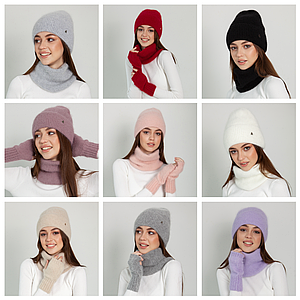 Жіночі зимові шапки в'язані, Красиві жіночі шапки, Шапка об'ємна жіноча ангора колір