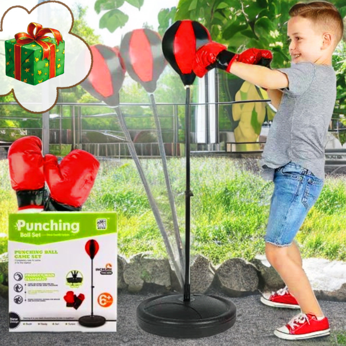 Боксерський набір Punching Ball Set 0754-828A підлогова груша на стійці + боксерські рукавички 115 см, 6+ років