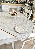 Скатертина Новорічна двостороння водовідштовхуюча 100х100 см., золотий люрекс, фото 3