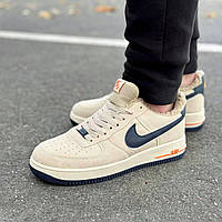 Мужские кроссовки на меху Nike Air Force Beige Black, зимние утепленные кроссовки (40-41)