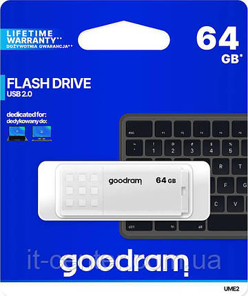 Флешка USB GOODRAM UME2 64 GB White (UME2-0640W0R11), фото 2