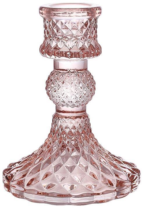 Набір 12 скляних свічників "Crystal Glass" 10см, ніжно-рожевий