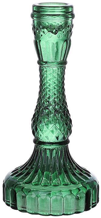 Набір 12 скляних свічників "Crystal Glass" 17см, зелений