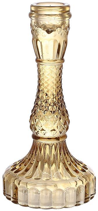 Набір 12 скляних свічників "Crystal Glass" 17см, бурштиновий