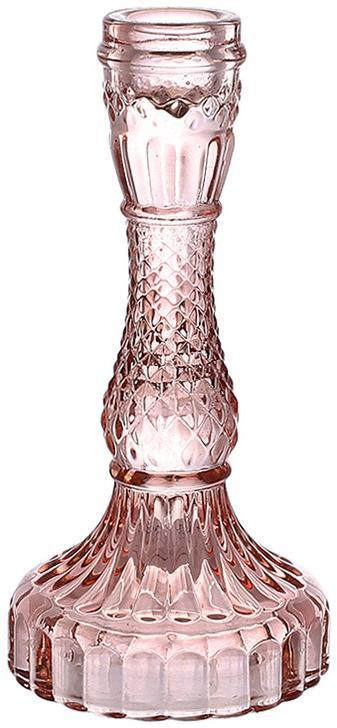 Набір 12 скляних свічників "Crystal Glass" 17см, ніжно-рожевий