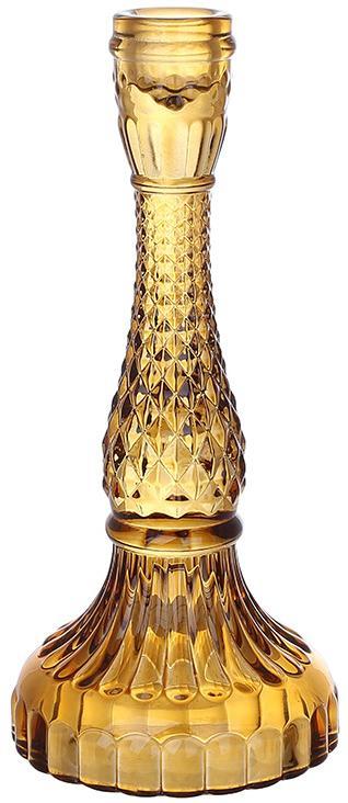 Свічник скляний "Crystal Glass" 22см, бурштиновий