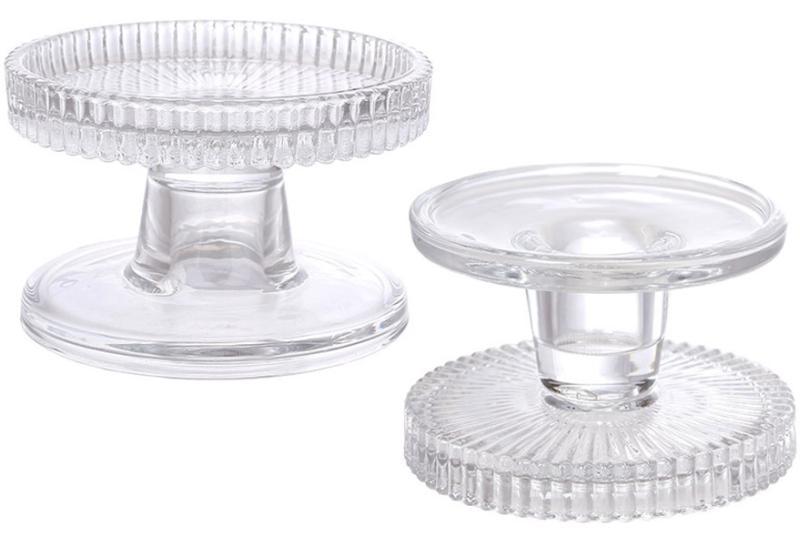 Набір 6 двосторонніх скляних свічників "Crystal Glass" для тонкої та широкої свічки