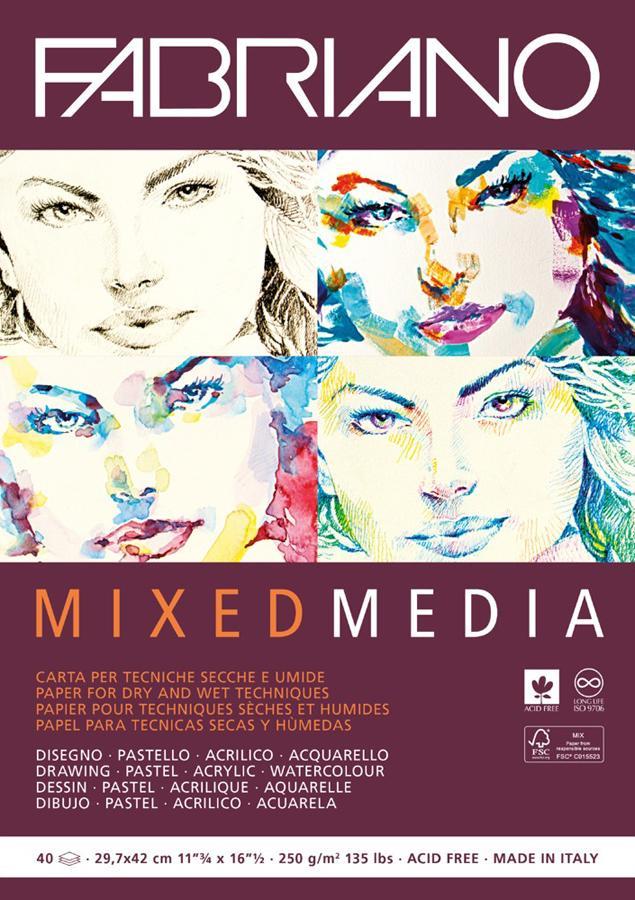 Склейка для змішаних технік Mixed Media А3 250г/м2 40л Fabriano