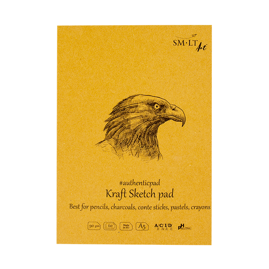 Блокнот-склейка для ескізів AUTHENTIC (Kraft) А5 (14,8х21 см) 90г/м2 60л коричневий колір SM-LT Art