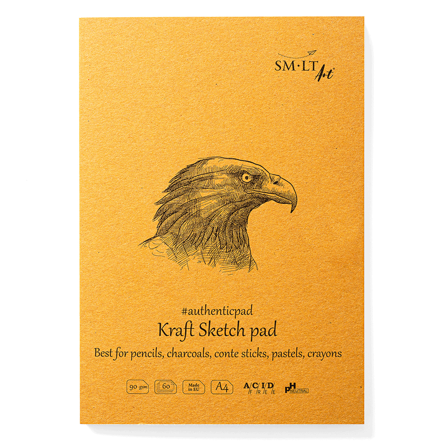Блокнот-склейка для ескізів AUTHENTIC (Kraft) А4 90г/м2 60л коричневий колір SM-LT Art