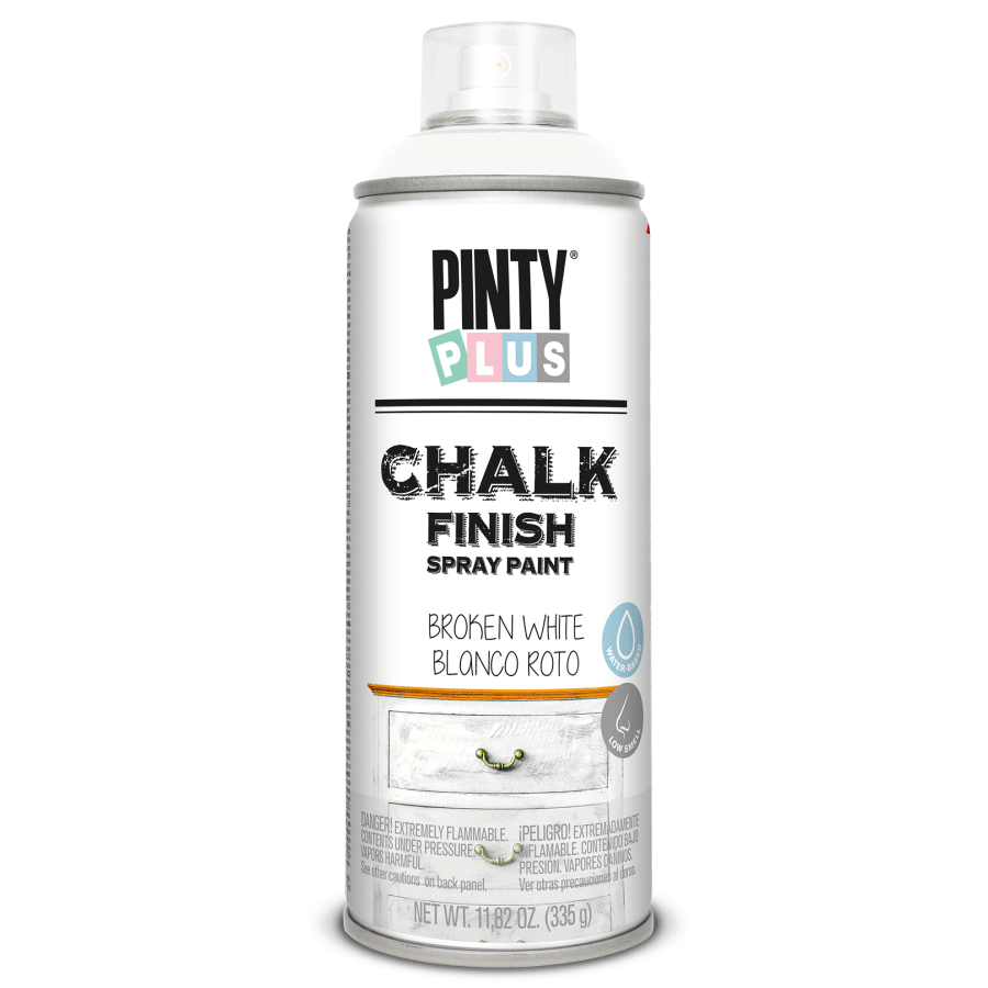 Фарба-аерозоль на водній основі Chalk-finish, Біла, 400 мл, PINTYPLUS