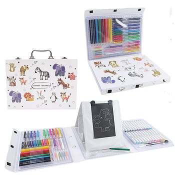Дитячий набір на 98 предметів для малювання з мольбертом у кейсі Мольберт 007 Набір для творчості