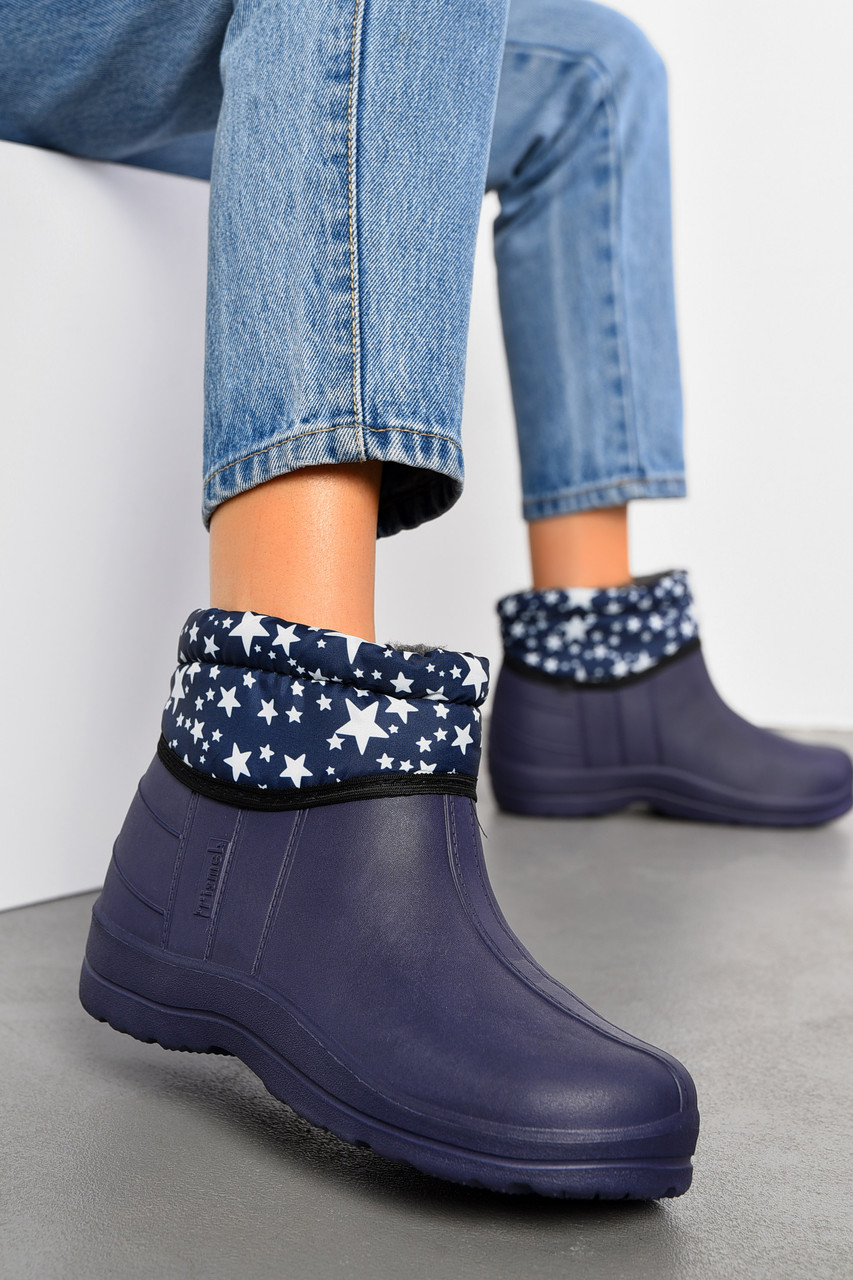 Дутики жіночі на хутрі темно-синього кольору 194076T Безкоштовна доставка, фото 1