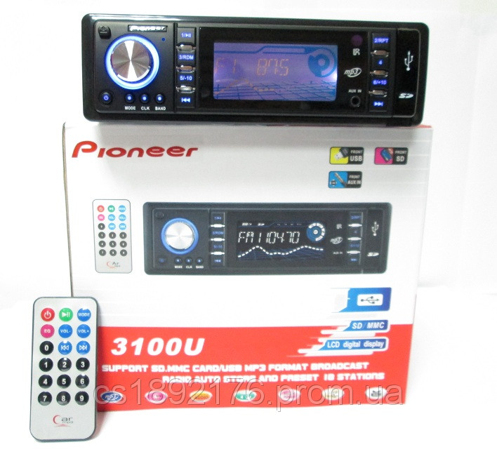 Автомагнітола 3100U Usb+Sd+Fm+Aux+ пульт