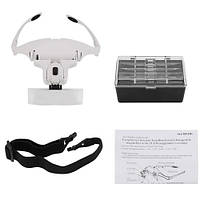 Збільшувальні окуляри-лупа з LED-підсвіткою, 5 лінз 1x-3.5x, налобні 9892B1