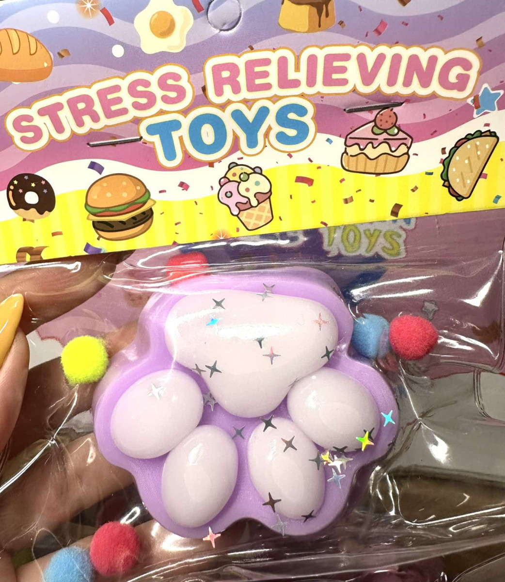 Котяча Сквіш Тапа Лапка Антистрес Іграшка М'яка лапка-антистрес Світло Фіолетовий Білий, фото 1