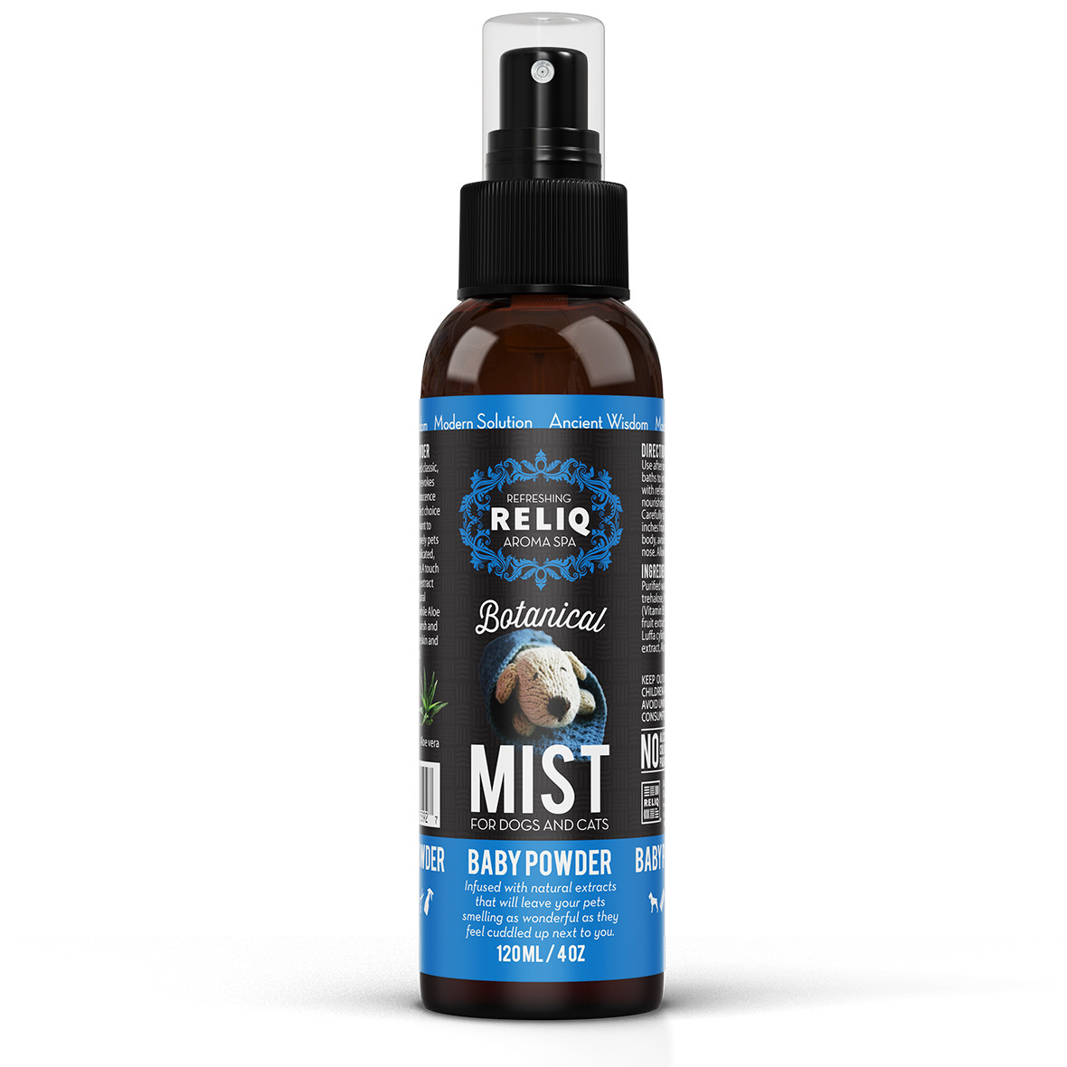 Спрей-одеколон RELIQ Botanical Mist-Baby Powder для зволоження шерсті собак 120мл