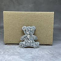 Аплікація "Ведмедик", колір-срібло, 35*32 мм, арт 014711, 1 шт, Сріблястий