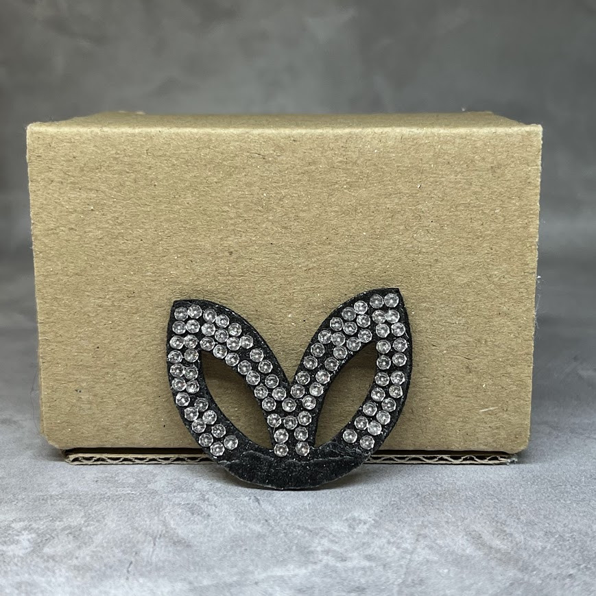 Аплікація "Вушки" фетрові зі стразами, 2,8*4,2 см, чорний, шт, Чорний, фото 1