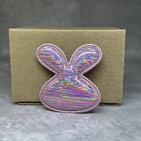 Аплікація (патчі) "Зайчик", екошкіра, 4,5*5 см, рожевий хамелеон, шт, Рожевий