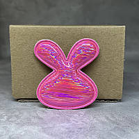 Аплікація (патчі) "Зайчик", еко-шкіра, 4,5*5 см, яскраво-рожевий хамеліон, шт, Рожевий Барбі