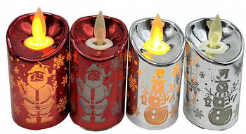 Свічка декоративна світлодіодна LED глянсова "Д.Мороз, Сніговик" 5*7см ZF-056-А G-Rich