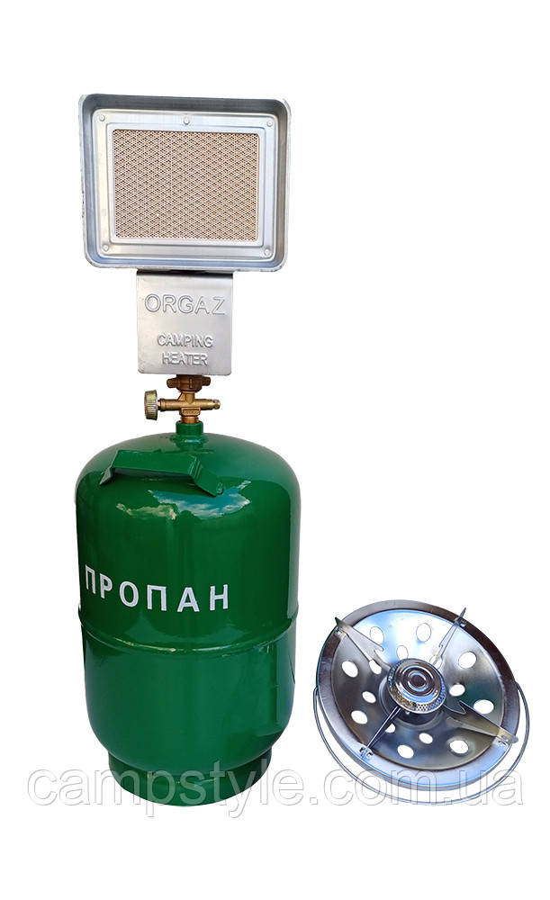 Комплект газовий із балоном на 12 л (зелений) + газовий інфрачервоний нагрівач Orgaz SB-600