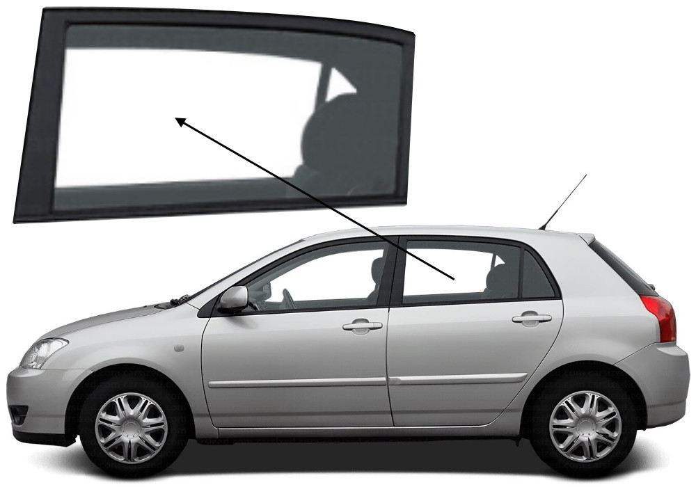 Бічне скло Toyota Corolla HB 2002-2007 задніх дверей ліве, фото 1