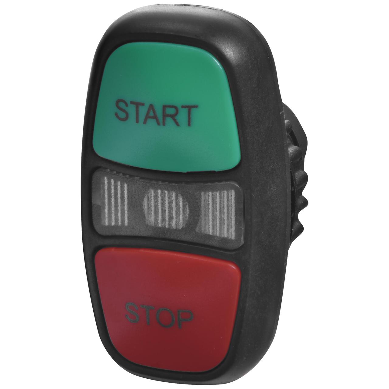 Кнопка-модуль подвійна з підсвіткою "START/STOP" ETI NSE-PB2I/RG-STSP без фіксації, зелена-червона