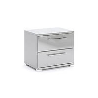 Стильна сучасна приліжкова тумба сіра глянцева 55 см з двома шухлядами в спальню Мегі Миро-Марк