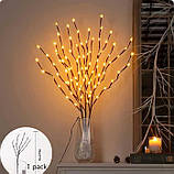 Декоративна гілка світлодіодна на 5 розгалуджень. Довжина - 70 см. Жовте світло, 20 LED, фото 2