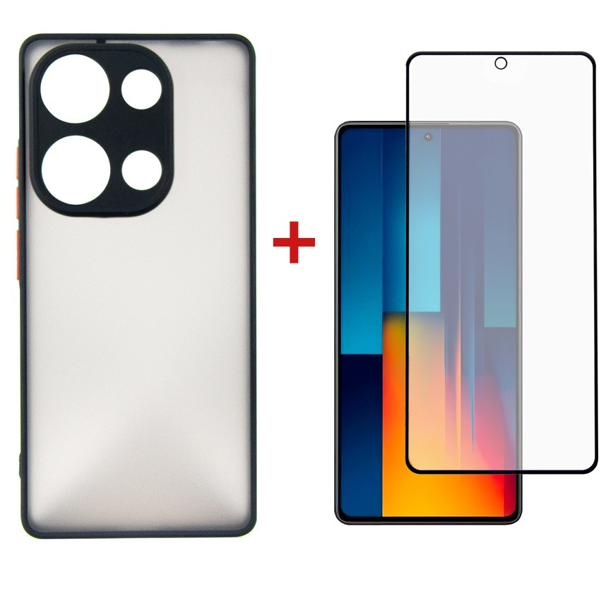 Чохол-накладка Dengos для Poco M6 Pro Black (DG-KM-111) + захисне скло, фото 1