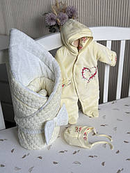 Зимовий комплект на виписку для новонародженого набір Зефір лимонний