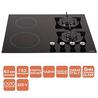 Варильна поверхня HSF622-D3G RCS (BK), вбудовуєма, комбінована, газова + hi-light, комфорки 2/2, колір чорний, фото 7